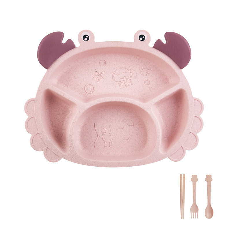 Ensemble de couverts pour enfants - 6 pièces avec motif de crabe créatif, assiette pour bébé pour les repas à la maison