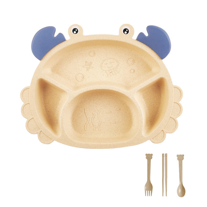 Children's Cutlery Set - 6 Pieces with Creative Crab Design, Baby Plate for Home Dining