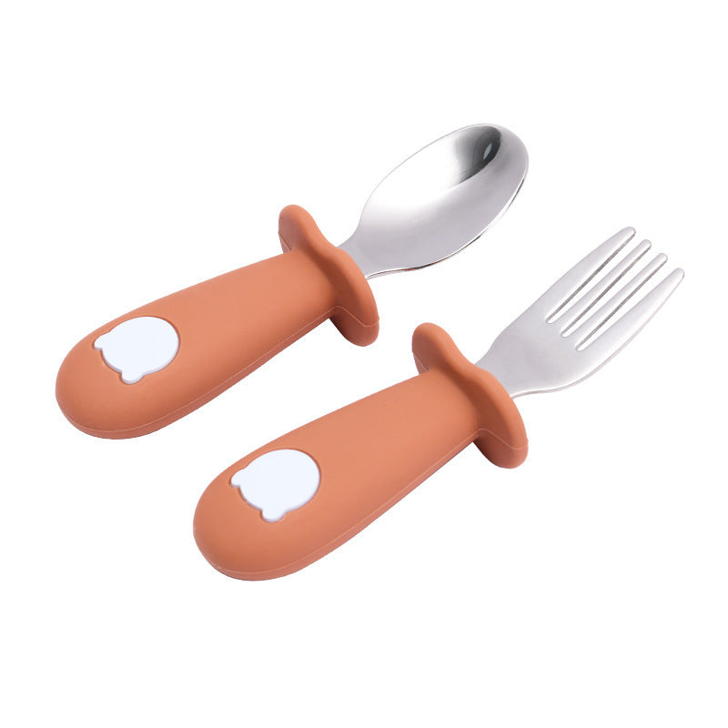 Silicone Baby Spoon – Children's Cutlery with Cartoon Bear Design