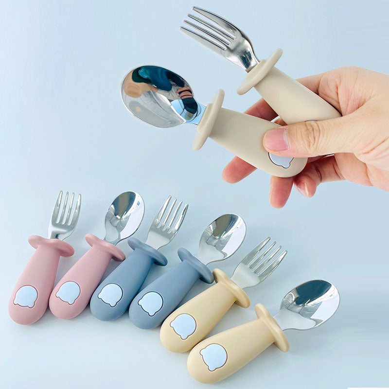 Silicone Baby Spoon – Children's Cutlery with Cartoon Bear Design