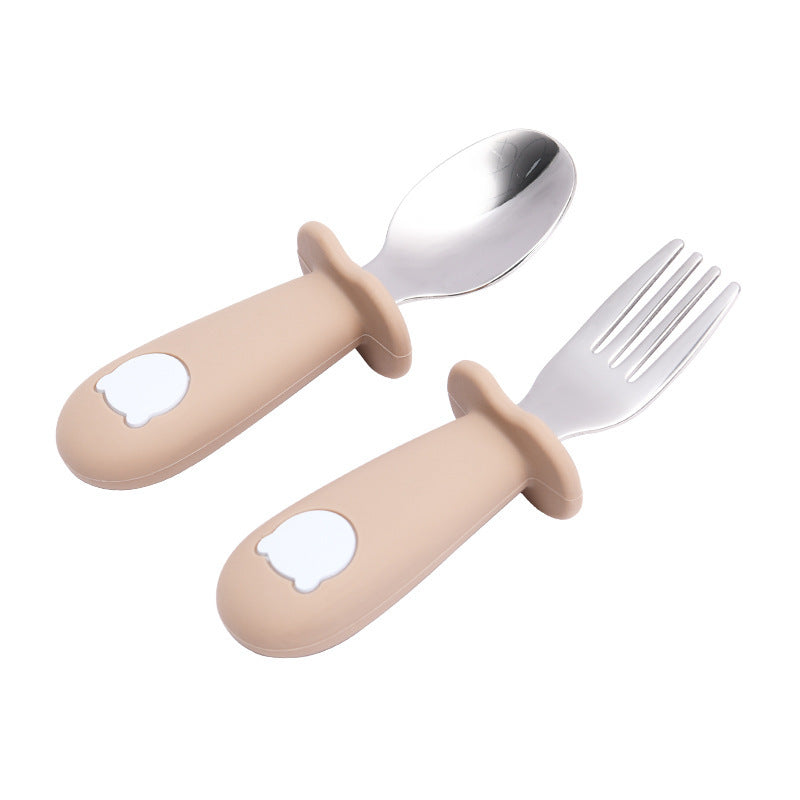 Silicone Baby Spoon – Children's Cutlery with Cartoon Bear Design